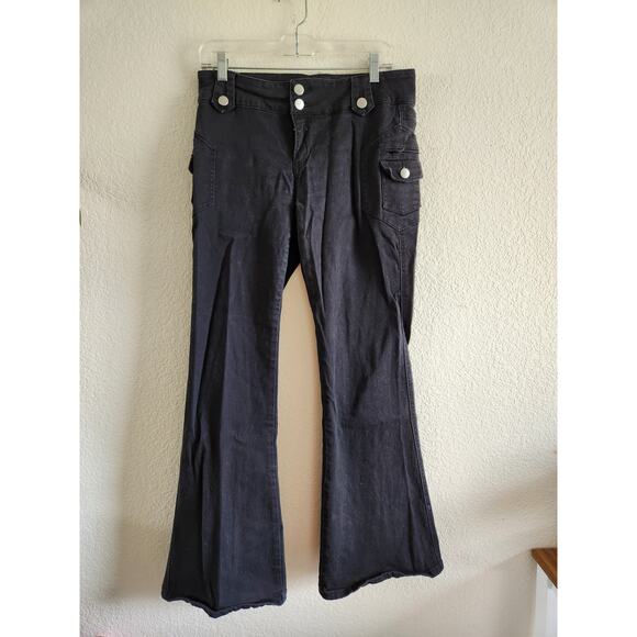 Rue21 Denim Cargo Wide Leg Black Jeans L - Picture 1 of 6
